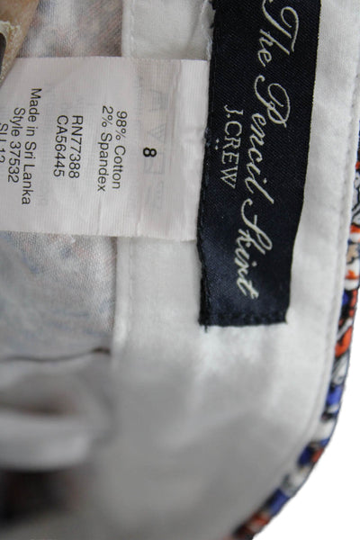 J Crew Womens Multicolor Paisley Straight Pencil Skirt Cotton Spandex Size 8