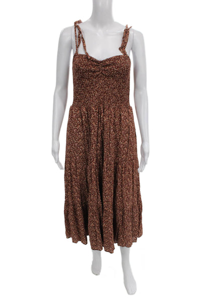 Madewell Womens Brown Floral Sweetheart Sundress Boho Midi Size S