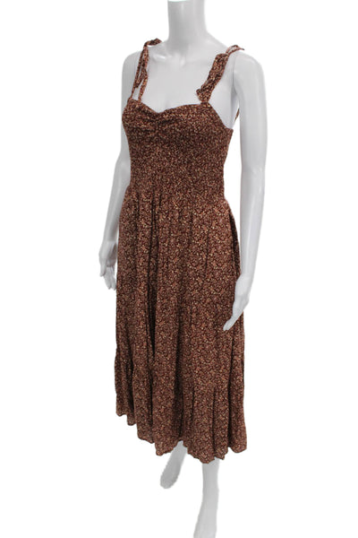 Madewell Womens Brown Floral Sweetheart Sundress Boho Midi Size S