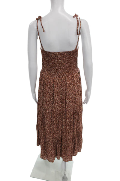 Madewell Womens Brown Floral Sweetheart Sundress Boho Midi Size S
