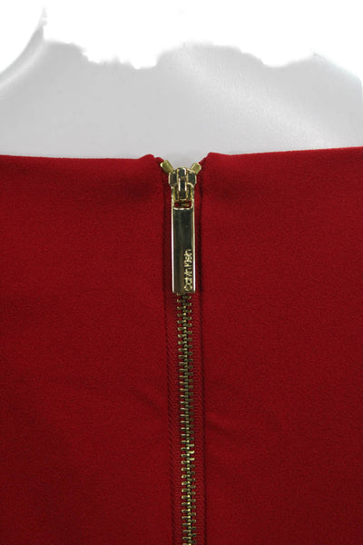 Calvin Klein Women Sheath Dress Red Boat Neck Long Sleeve Size 8