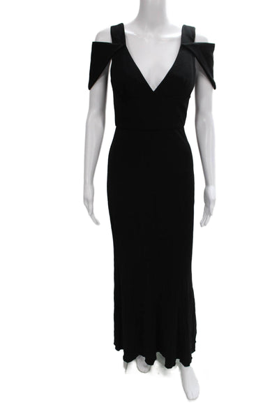 ABS by Allen Schwartz Women Maxi Dress Black Rayon V Neck Sleeveless Zip Size S