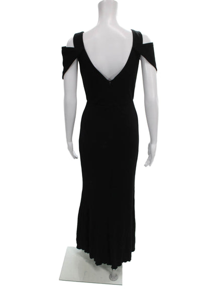 ABS by Allen Schwartz Women Maxi Dress Black Rayon V Neck Sleeveless Zip Size S