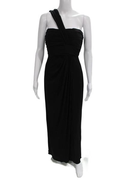 Amsale Women Maxi One Shoulder Black Long Dress Size 8