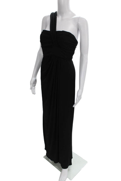 Amsale Women Maxi One Shoulder Black Long Dress Size 8