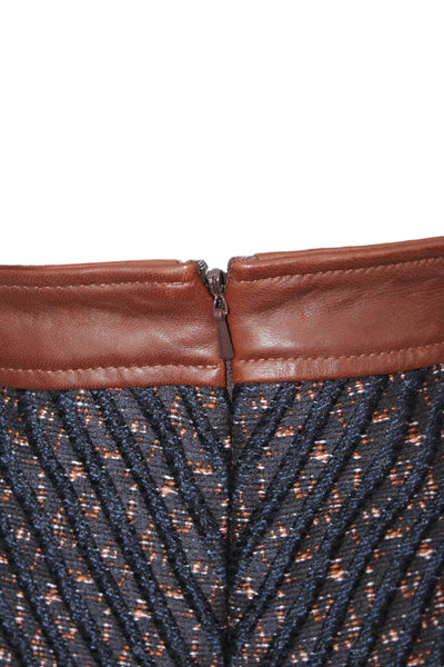 Theory Womens Mini Skirt Blue Geometric Polyester Zip Knee Length Size 0