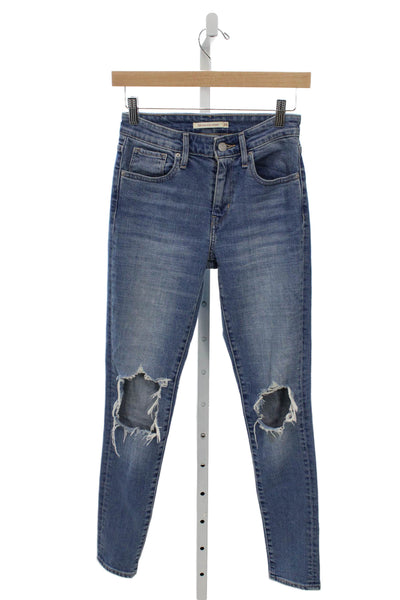 Levis Womens Skinny Blue Cotton Jeans Button Size 25