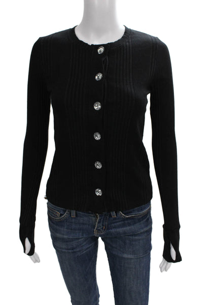 Michael Lauren Womens Cardigan Black Long Sleeve Round Neck Size S