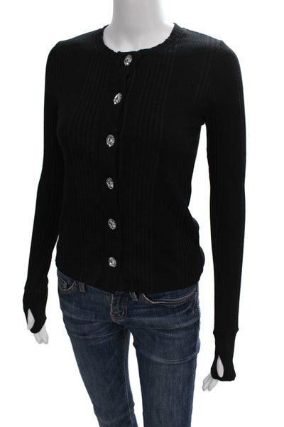 Michael Lauren Womens Cardigan Black Long Sleeve Round Neck Size S