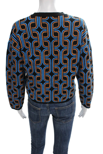 Vicolo Womens Black Geometric Viscose Pullover Long Sleeve Size One Size