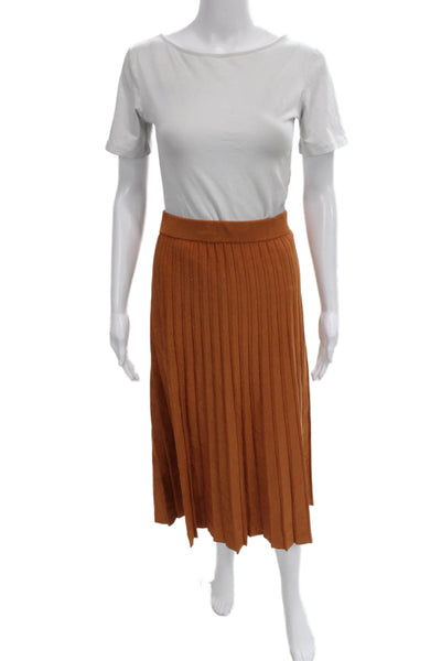 Jonathan Simkhai Women Pleated Skirt Orange Midi Size S