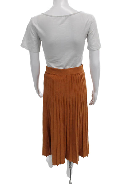 Jonathan Simkhai Women Pleated Skirt Orange Midi Size S