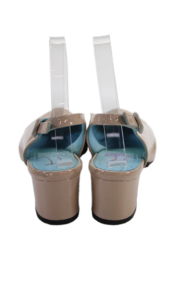 Thierry Rabotin Womens Patent Leather Shin Shin Slingbacks Beige Size 37 7