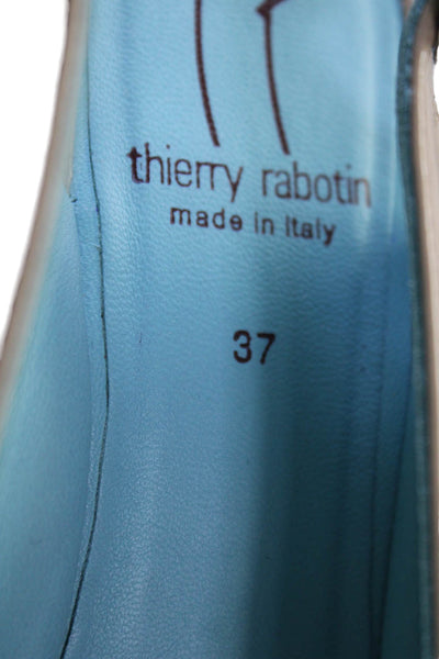 Thierry Rabotin Womens Patent Leather Shin Shin Slingbacks Beige Size 37 7
