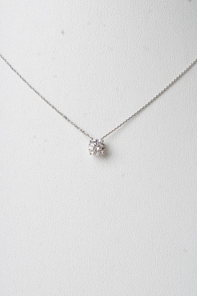 Midas Womens 14k W Gold ~.45CT Lab Created Diamond Pendant Necklace 16" 1g