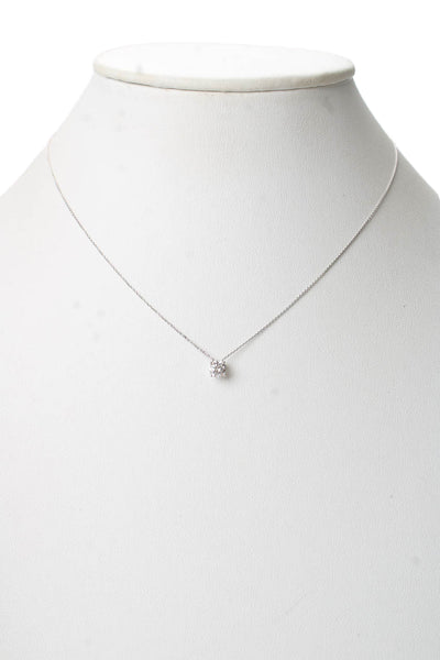 Midas Womens 14k W Gold ~.45CT Lab Created Diamond Pendant Necklace 16" 1g