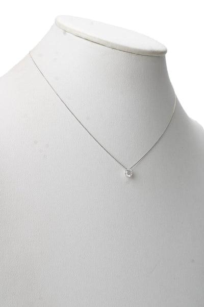 Midas Womens 14k W Gold ~.45CT Lab Created Diamond Pendant Necklace 16" 1g