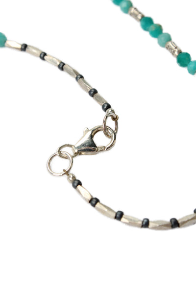 Designer Womens 925 Silver Labradorite + Apatite Beaded Pendant Necklace 18" 14g