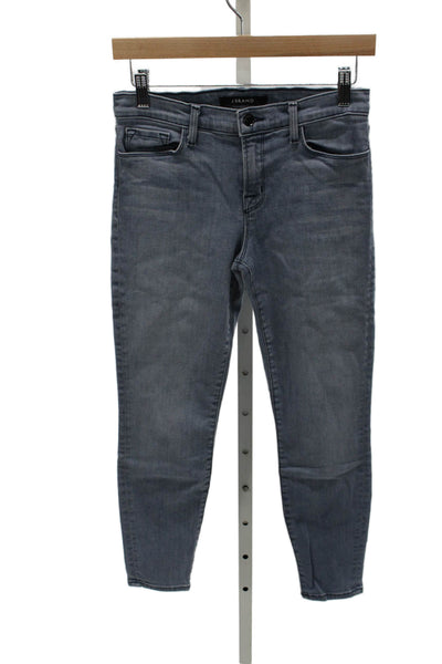 J Brand Womens Skinny Jeans Gray Cotton Mid Rise Button Size 27