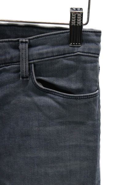 J Brand Womens Skinny Jeans Gray Cotton Mid Rise Button Size 27