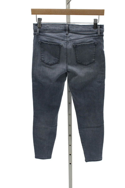 J Brand Womens Skinny Jeans Gray Cotton Mid Rise Button Size 27