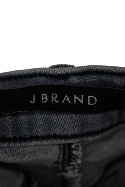 J Brand Womens Skinny Jeans Gray Cotton Mid Rise Button Size 27