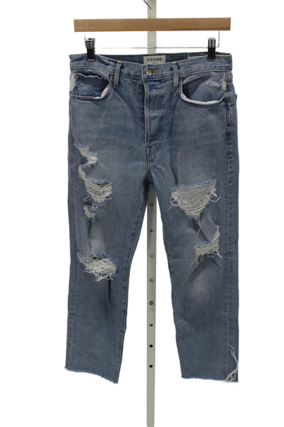 Frame Denim Womens Blue Straight Jeans High Rise Size 28