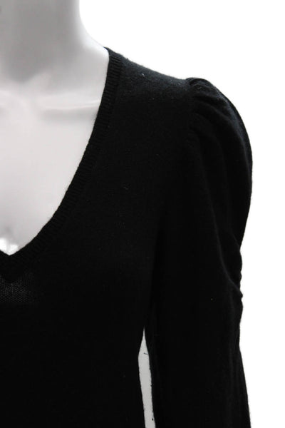 Frame Womens Black 100% Cashmere V Neck Long Sleeve Pullover Sweater Size S