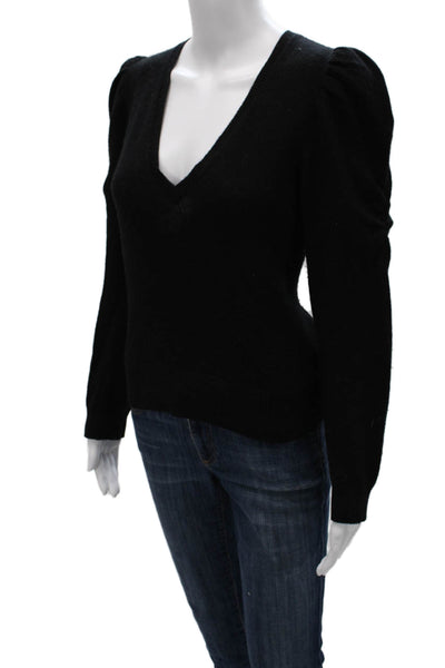 Frame Womens Black 100% Cashmere V Neck Long Sleeve Pullover Sweater Size S
