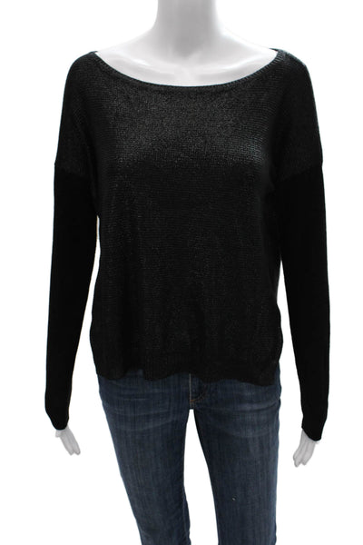 Karen Millen Womens Black Cotton Boat Neck Pullover Sweater Long Sleeve Size 2