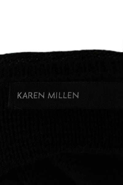 Karen Millen Womens Black Cotton Boat Neck Pullover Sweater Long Sleeve Size 2