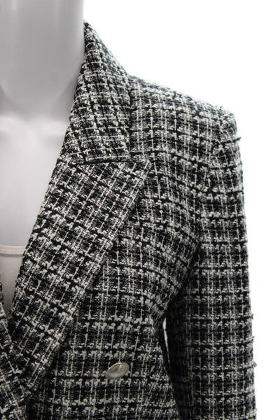 Elie Tahari Womens Black Check Blazer Button Size S