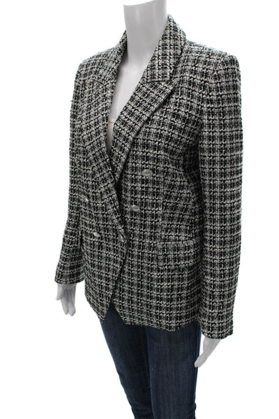 Elie Tahari Womens Black Check Blazer Button Size S