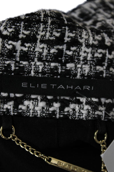 Elie Tahari Womens Black Check Blazer Button Size S