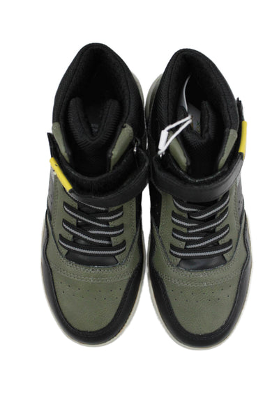 Geox Childrens Boys Leather High Top Sneakers Green Black Size 3