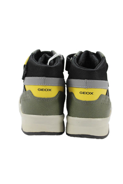 Geox Childrens Boys Leather High Top Sneakers Green Black Size 3