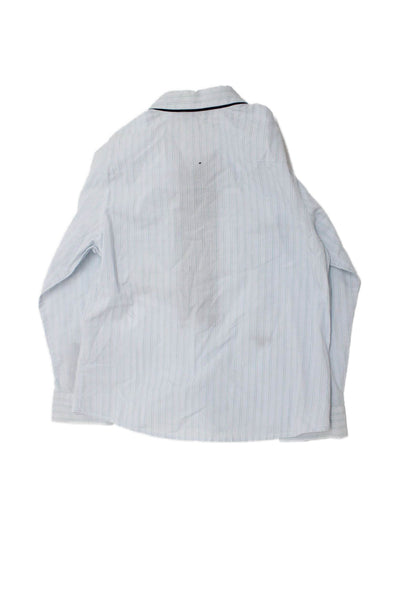 Dior Childrens Boys Striped Button Down Dress Shirt Blue Cotton Size 4