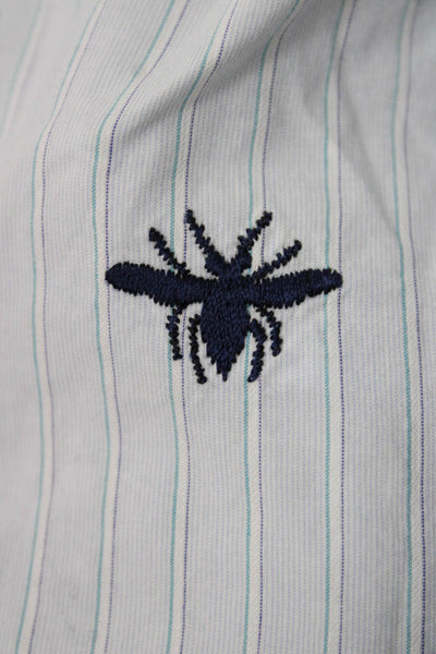 Dior Childrens Boys Striped Button Down Dress Shirt Blue Cotton Size 4