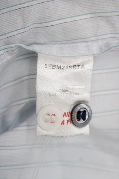 Dior Childrens Boys Striped Button Down Dress Shirt Blue Cotton Size 4