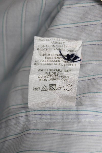 Dior Childrens Boys Striped Button Down Dress Shirt Blue Cotton Size 4