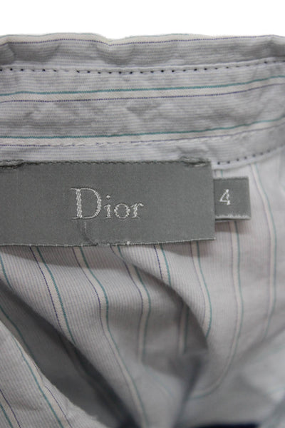 Dior Childrens Boys Striped Button Down Dress Shirt Blue Cotton Size 4