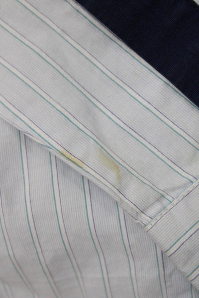 Dior Childrens Boys Striped Button Down Dress Shirt Blue Cotton Size 4