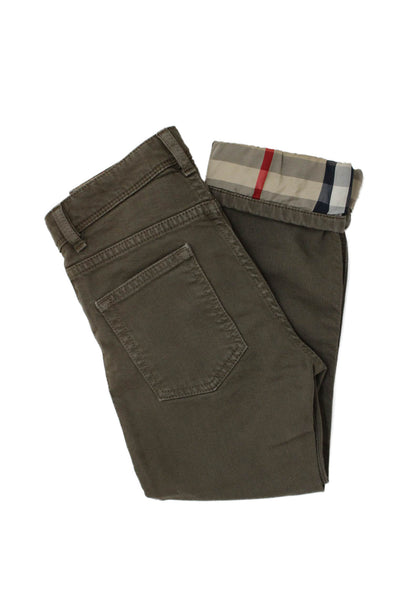 Burberry Childrens Boys Novacheck Plaid Trim Slim Leg Jeans Brown Size 6