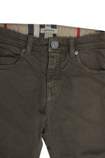 Burberry Childrens Boys Novacheck Plaid Trim Slim Leg Jeans Brown Size 6