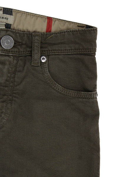 Burberry Childrens Boys Novacheck Plaid Trim Slim Leg Jeans Brown Size 6