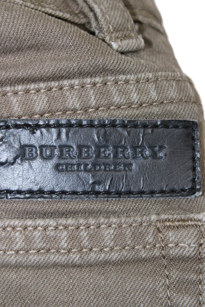 Burberry Childrens Boys Novacheck Plaid Trim Slim Leg Jeans Brown Size 6