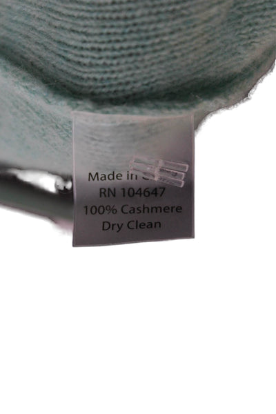 Kinross Cashmere Women Pullover Sweater Green Boat Neck 3/4 Sleeve Size S