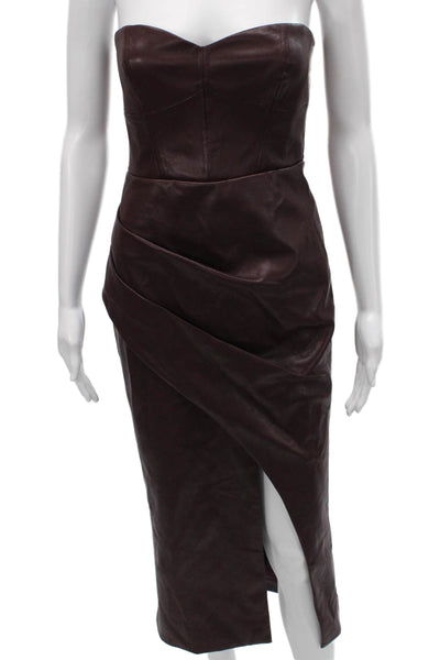 Bardot Womens Bodycon Dress Red Faux Leather Sweetheart Sleeveless Zip Size 6