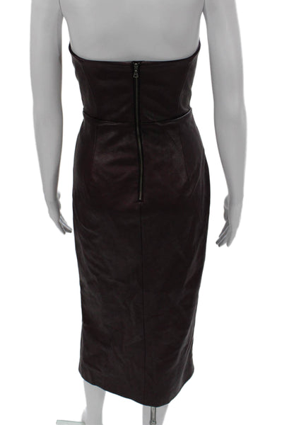Bardot Womens Bodycon Dress Red Faux Leather Sweetheart Sleeveless Zip Size 6