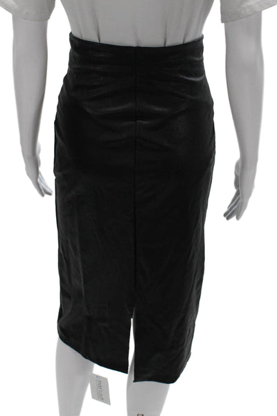 Commando Womens Faux Leather Straight Pencil Skirt Black Pull On Midi Size M